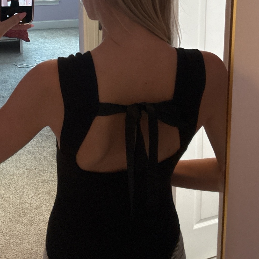 Black Sleeveless Top with Bow Back